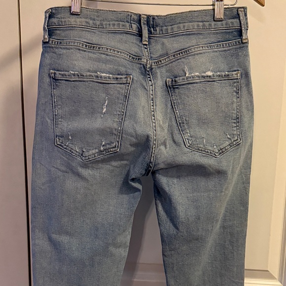 EUC AGOLDE Sophie High Rise Skinny Crop Distressed Jeans Light Blue Wash Size 28 - Picture 8 of 11